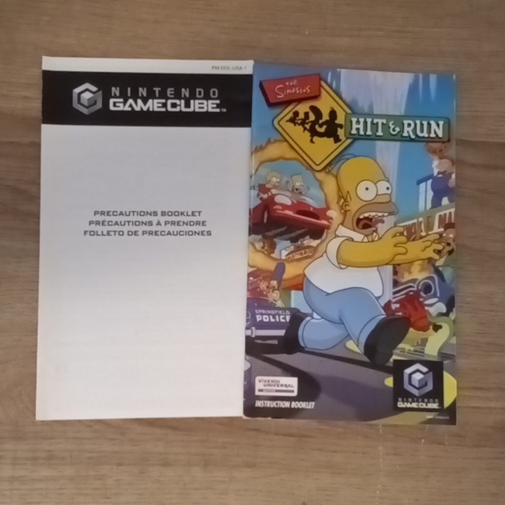 Simpsons hit and run GameCube manual with insert